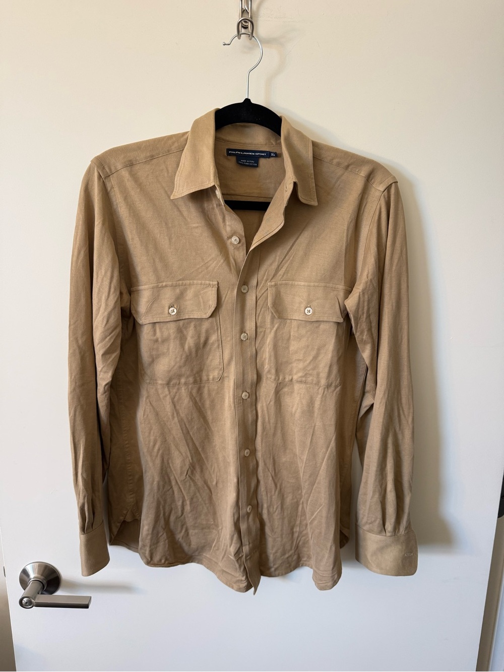 Ralph Lauren Sport Tan Pima Cotton Button-Up Collared Shirt